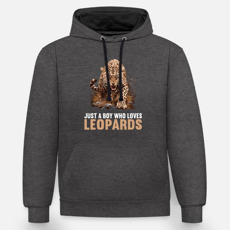 Léopard léopard - Sweat à capuche contrasté - anthracite/noir