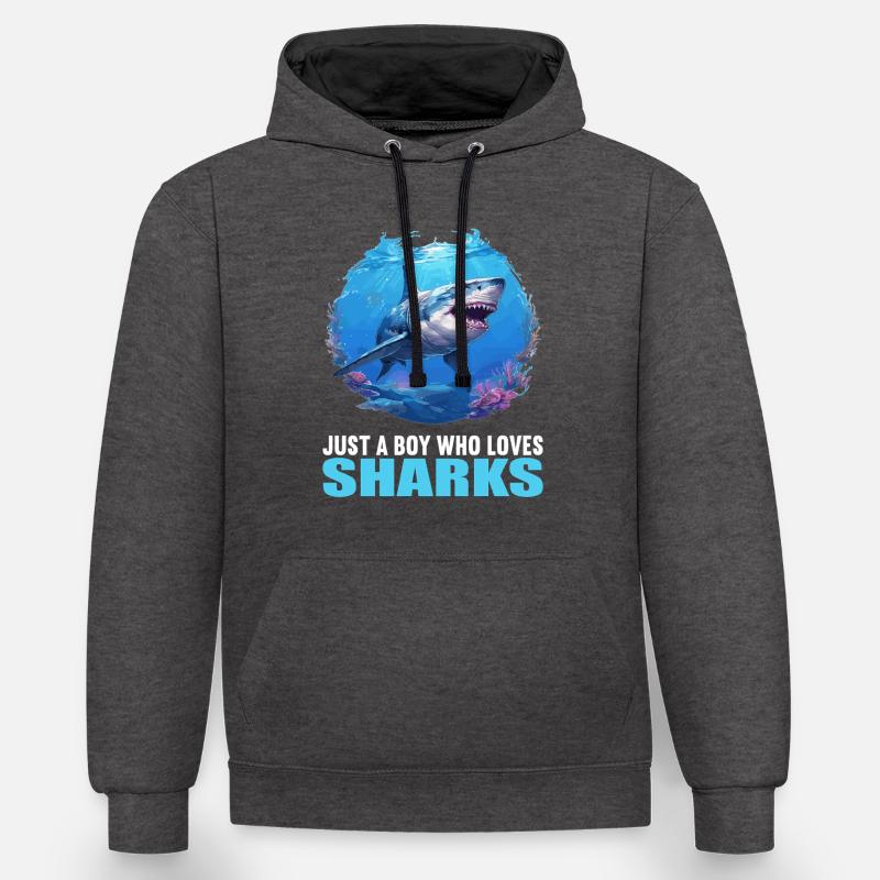 Requins Requin - Sweat à capuche contrasté - anthracite/noir