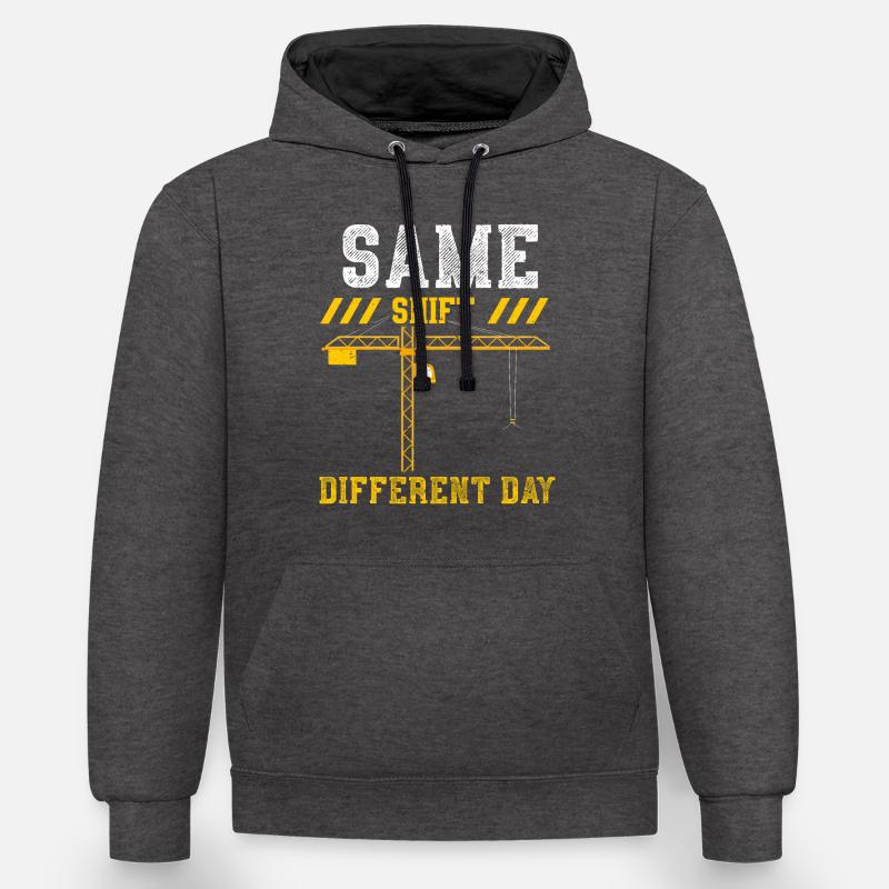 Same Shift Different Day - Kontrast-Hoodie - Anthrazit/Schwarz