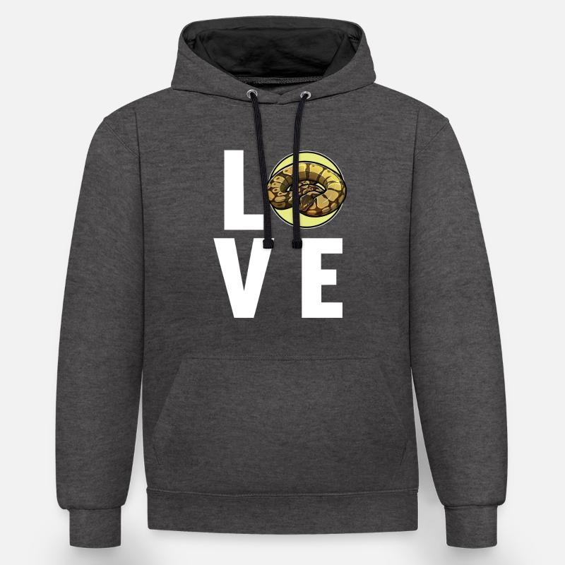 Ball Python Königspythons Königspython - Kontrast-Hoodie - Anthrazit/Schwarz