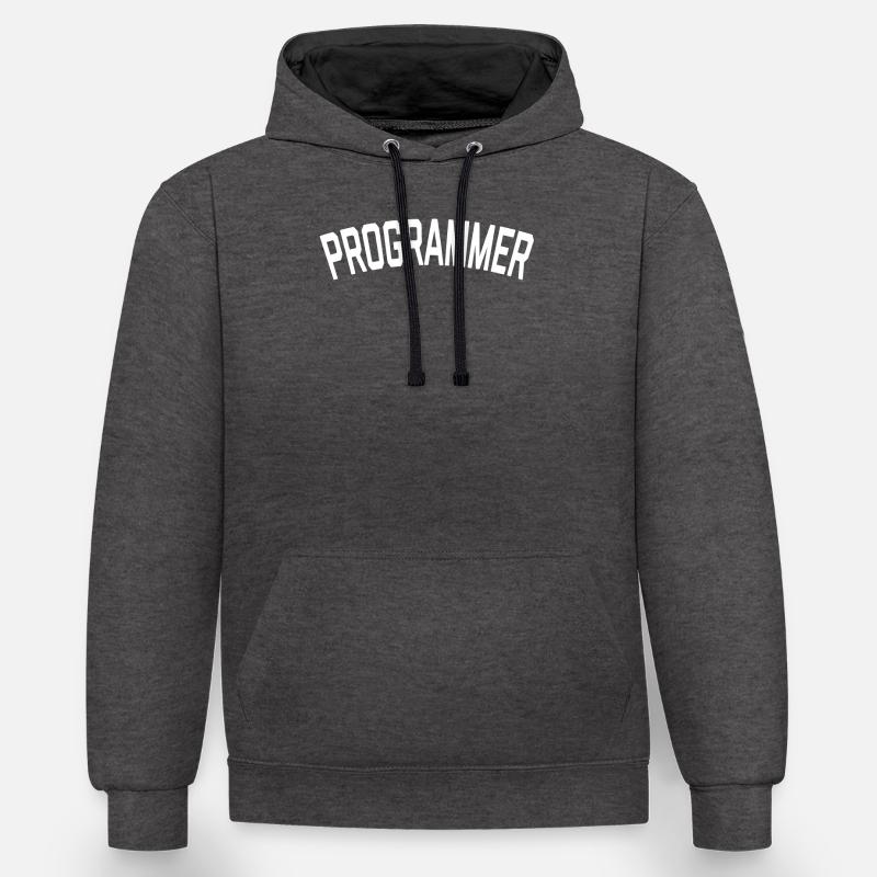 T-shirt de programmeur simple - Sweat à capuche contrasté - anthracite/noir