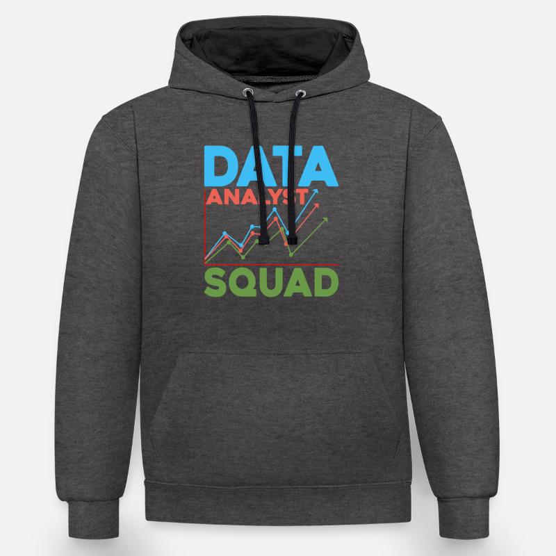 Data Analyst Squad 5 - Kontrast-Hoodie - Anthrazit/Schwarz