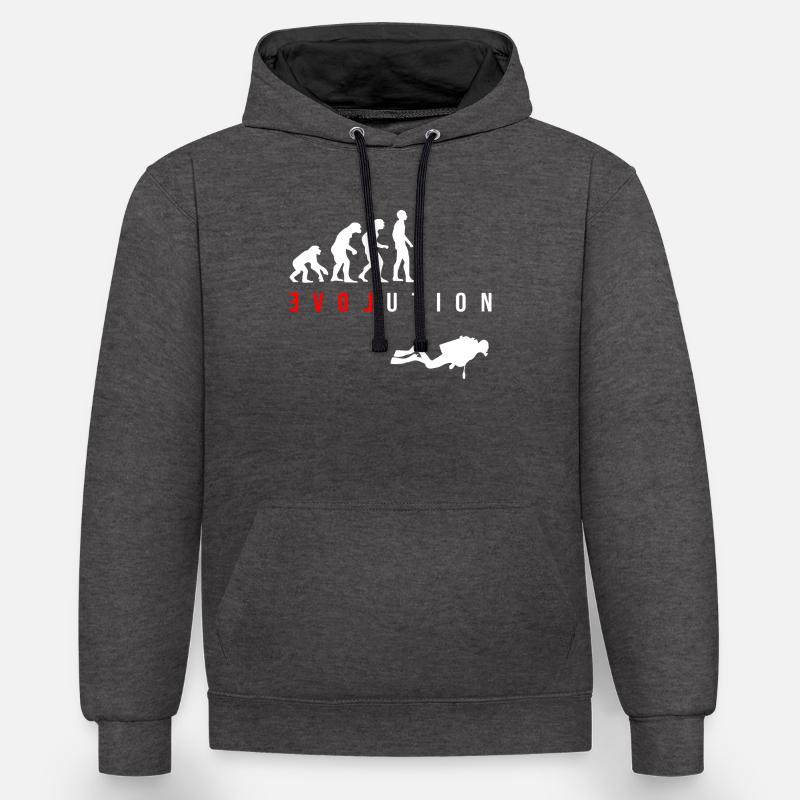 Plongée LOVE Evolution comme cadeau - Sweat à capuche contrasté - anthracite/noir