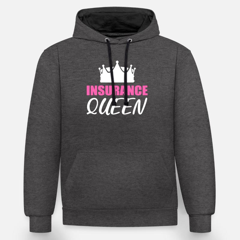 Assurance Queen Assureur Cadeau - Sweat à capuche contrasté - anthracite/noir