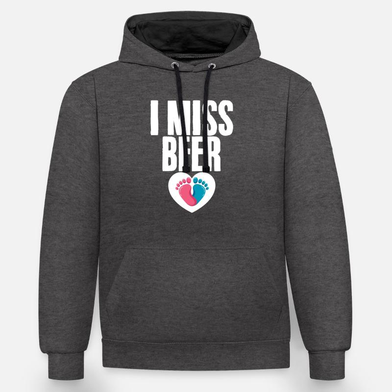 La bière me manque 2 - Sweat à capuche contrasté - anthracite/noir