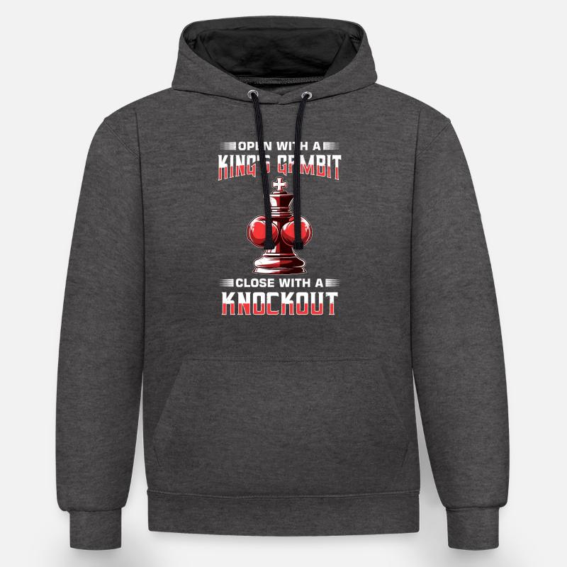 Boxe d’échecs - Sweat à capuche contrasté - anthracite/noir
