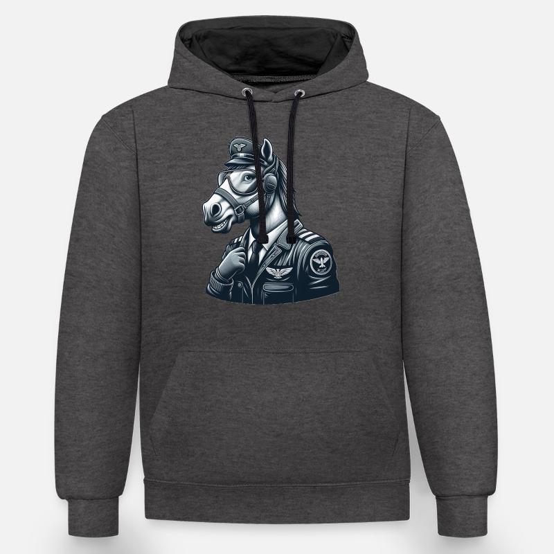 Pilote de cheval mignon - Sweat à capuche contrasté - anthracite/noir