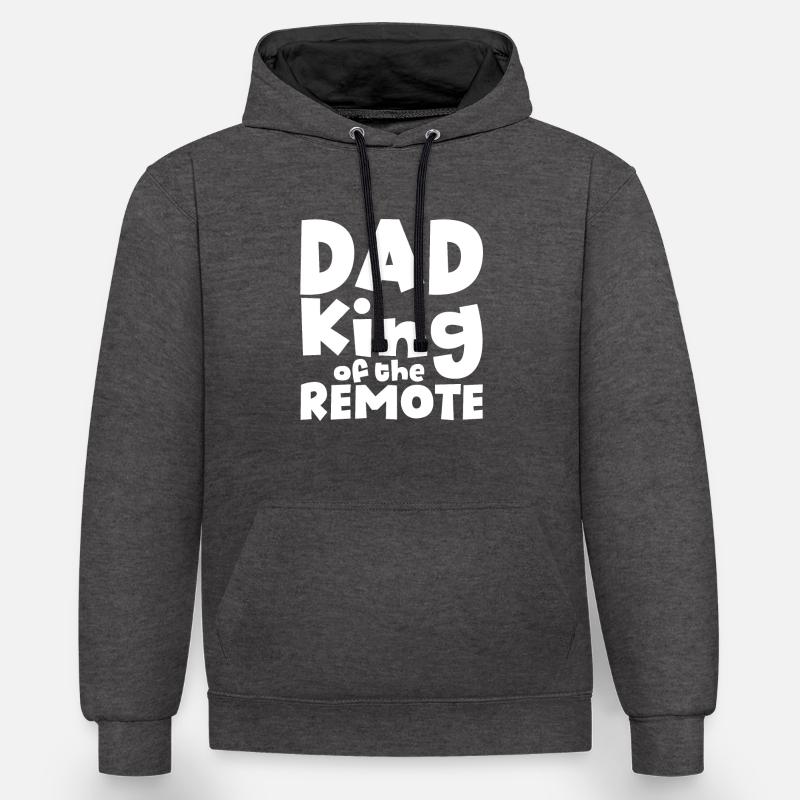 Papa Roi De La Télécommande - Sweat à capuche contrasté - anthracite/noir