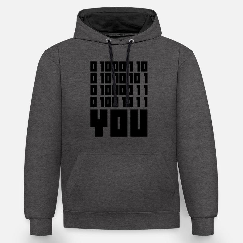 FUCK YOU - Binary code - Kontrast-Hoodie - Anthrazit/Schwarz