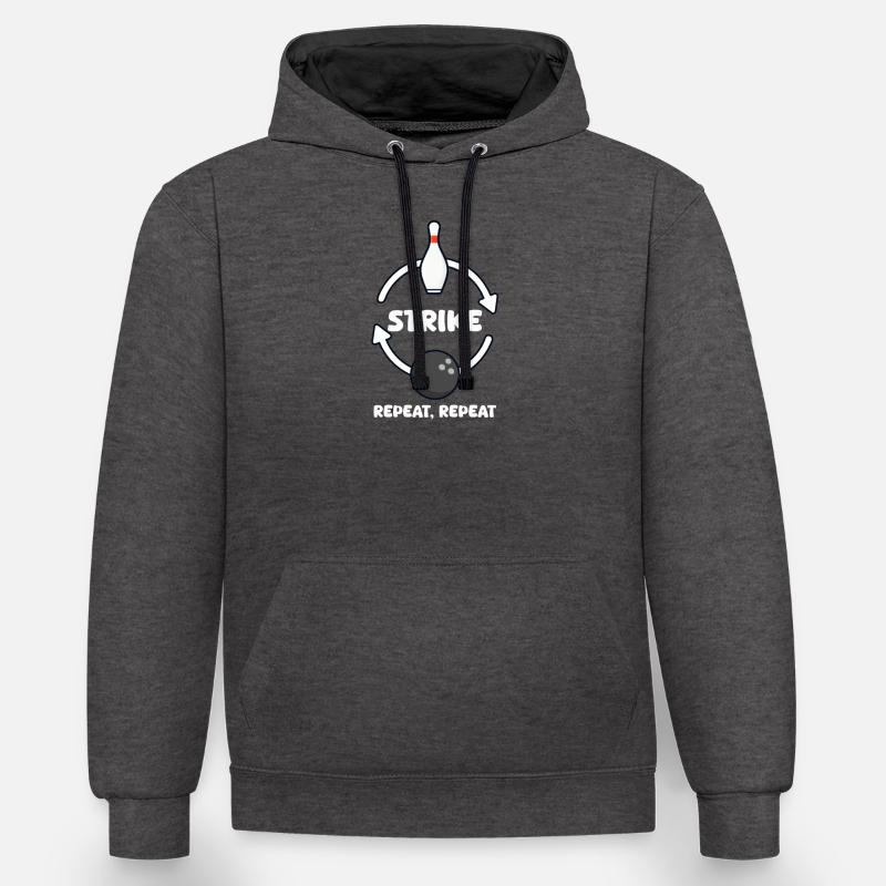 Bowling Strike, répéter, répéter - Sweat à capuche contrasté - anthracite/noir