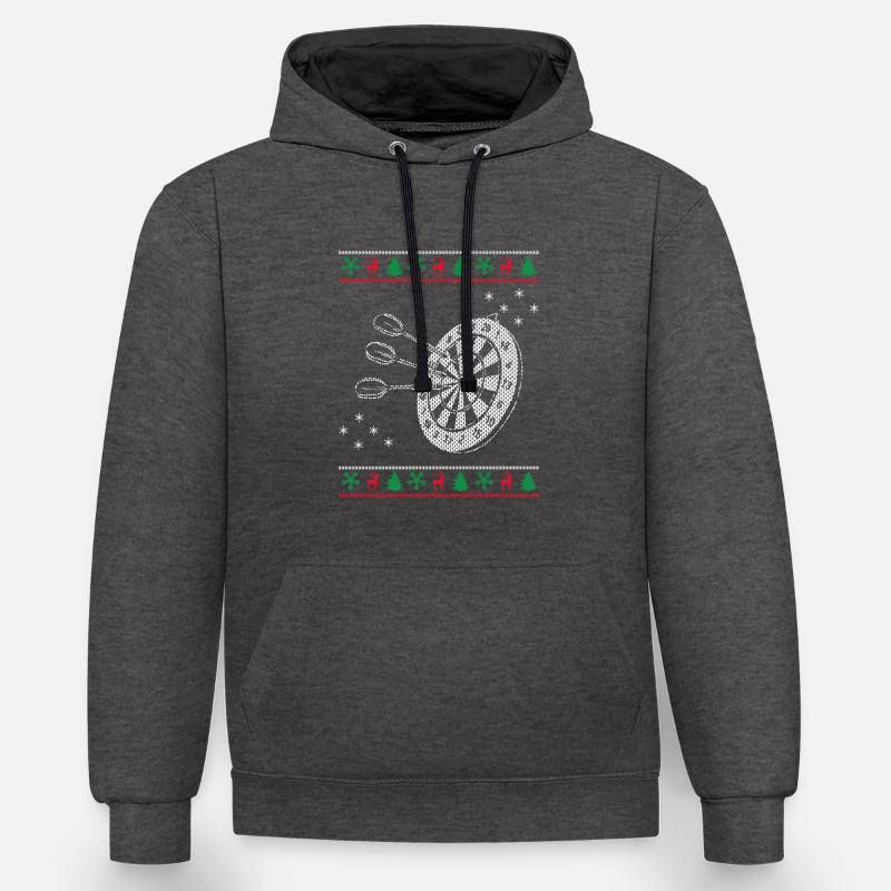 Jeu de fléchettes à Noël - Sweat à capuche contrasté - anthracite/noir