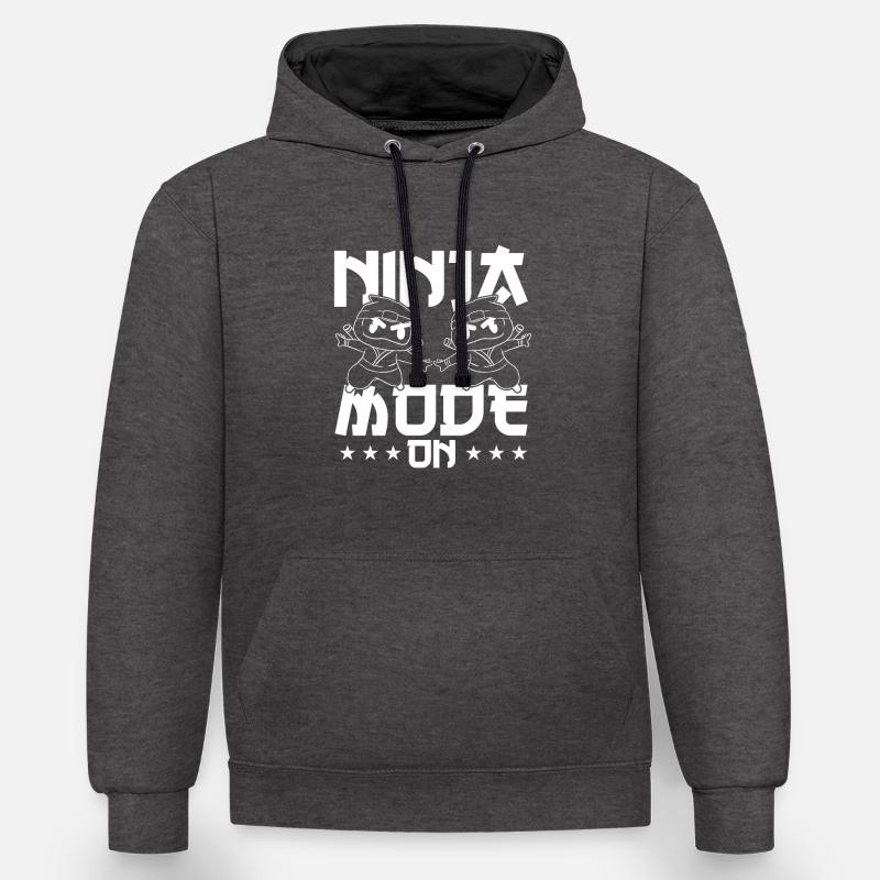 Mode deux ninjas activé - Sweat à capuche contrasté - anthracite/noir