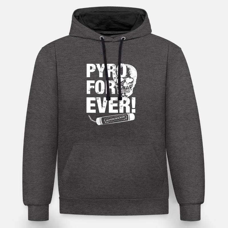 Crâne de pétard pyro - Sweat à capuche contrasté - anthracite/noir