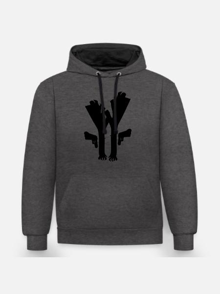 Lauch Fiction - Kontrast-Hoodie - Anthrazit/Schwarz