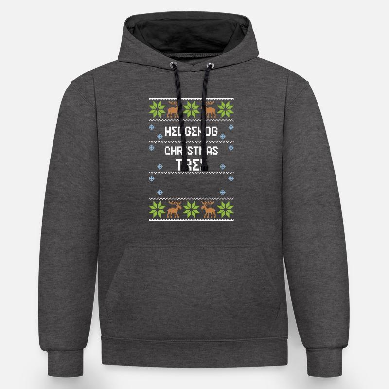 Arbre de Noël hérisson - Sweat à capuche contrasté - anthracite/noir