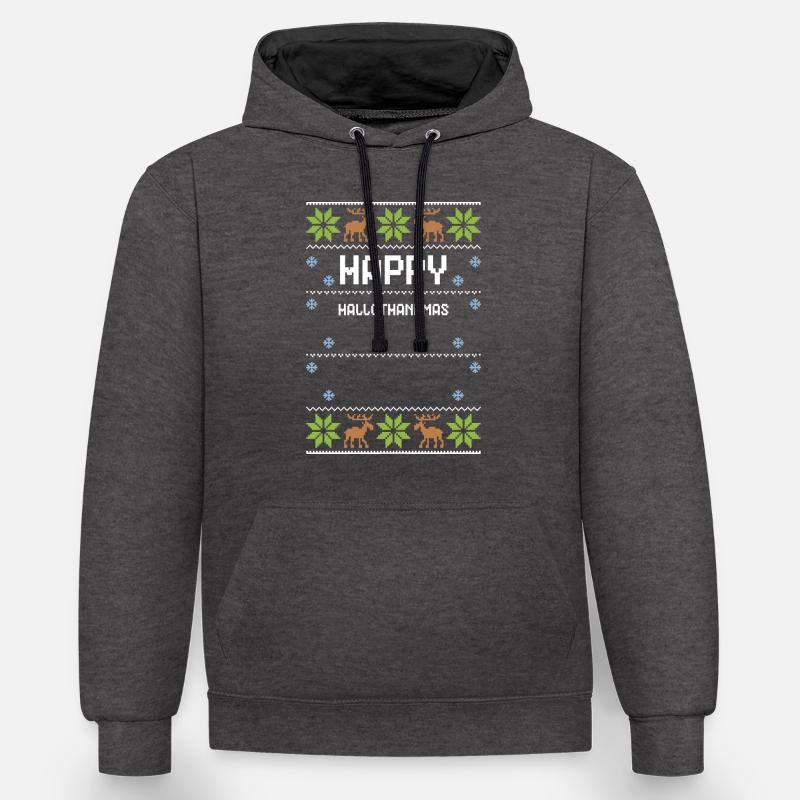 Joyeux Hallothankmas - Sweat à capuche contrasté - anthracite/noir