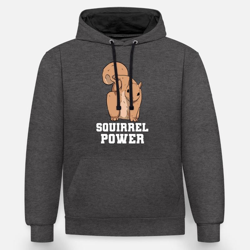 Squirrel Power Eichhörnchen - Sweat à capuche contrasté - anthracite/noir