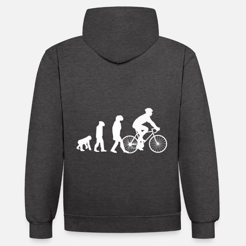 Fahrrad Biker Evolution Geschenkidee - Kontrast-Hoodie - Anthrazit/Schwarz