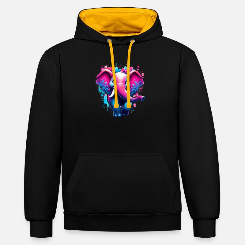 Éléphant - Sweat à capuche contrasté - noir/or