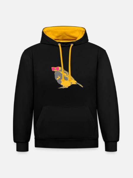 Spatz - Kontrast-Hoodie - Schwarz/Gold