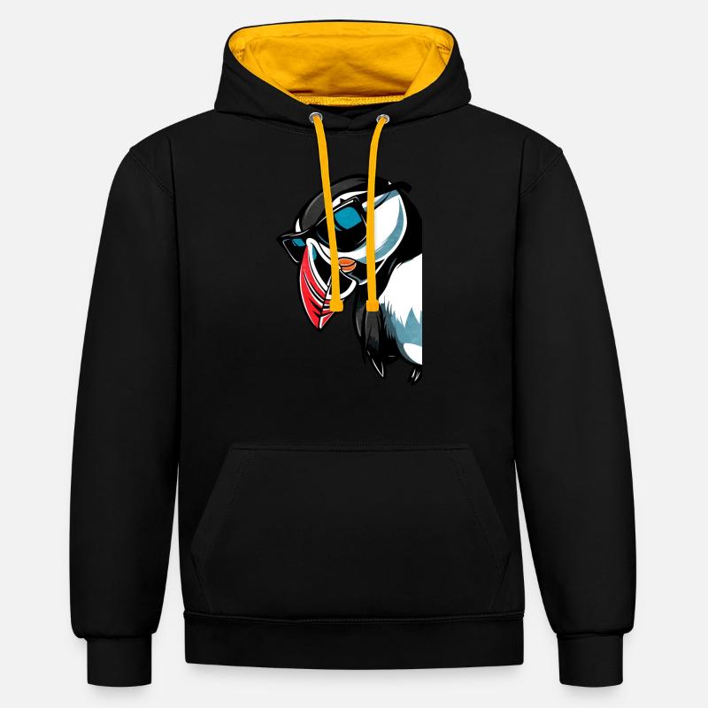 Cadeau pour les macareux moines - Sweat à capuche contrasté - noir/or