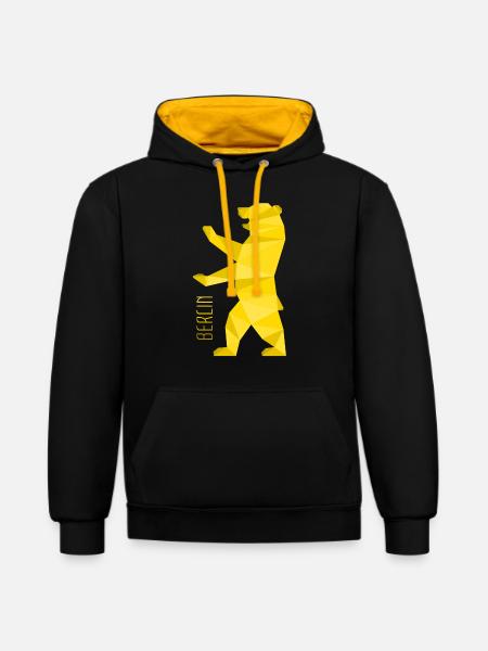 Berlin Bär - Kontrast-Hoodie - Schwarz/Gold