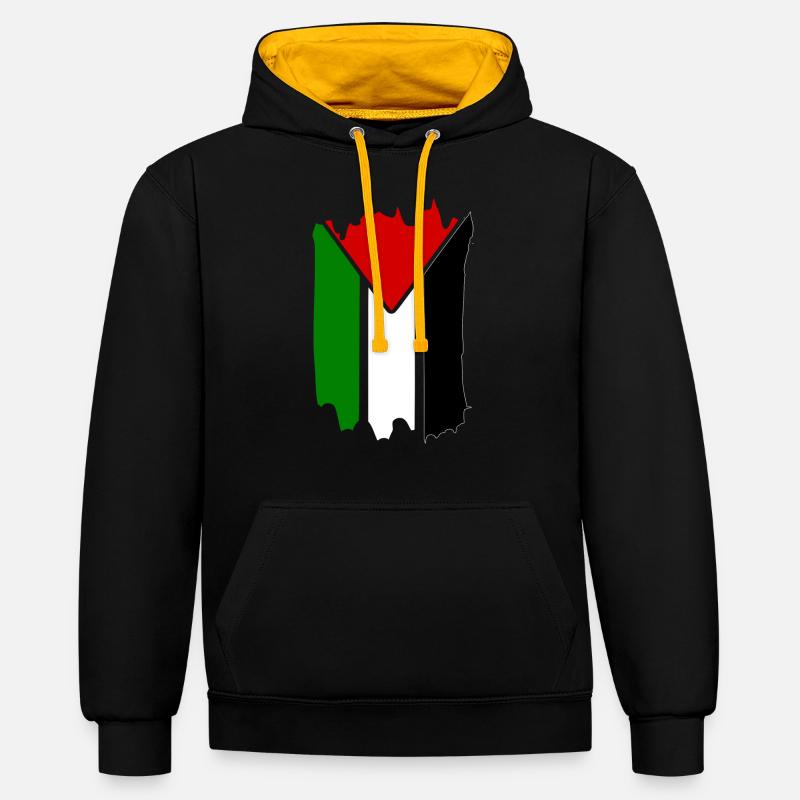 free palestine - Sweat à capuche contrasté - noir/or