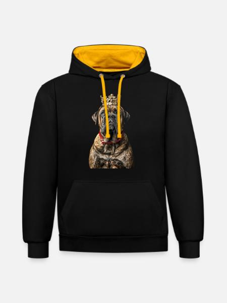 Dogue anglais - Sweat à capuche contrasté - noir/or