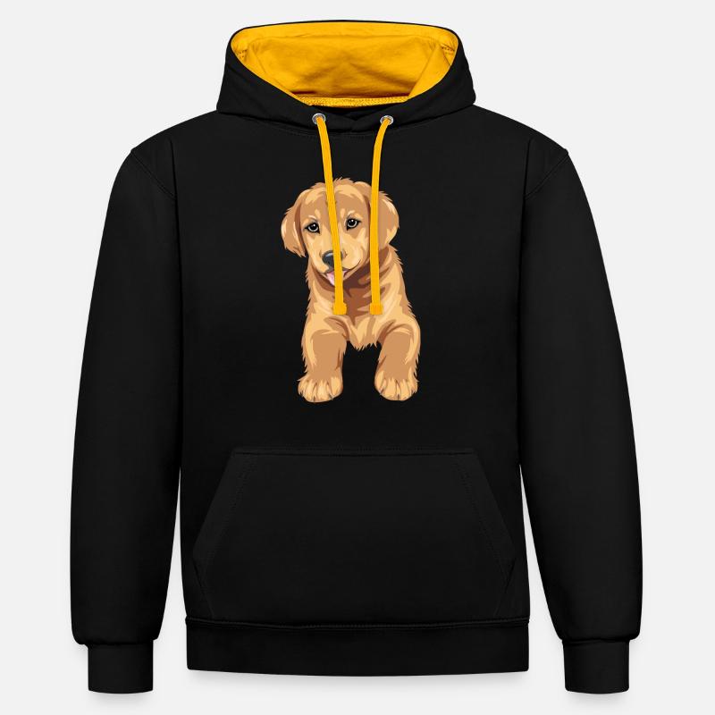 Chiot Golden Retriever mignon - Sweat à capuche contrasté - noir/or