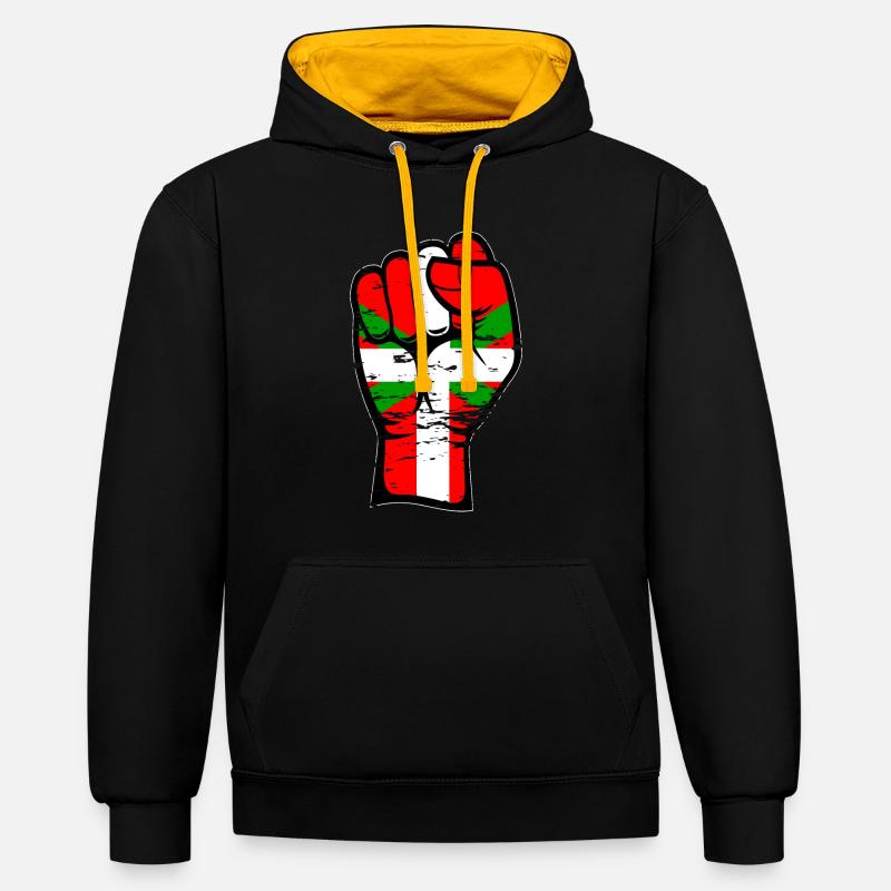 Poing de drapeau basque utilisé - Sweat à capuche contrasté - noir/or
