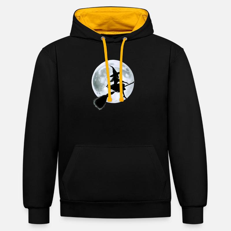 Sorcière sur balai - Sweat à capuche contrasté - noir/or