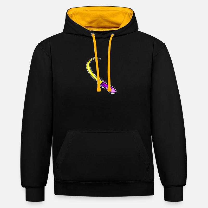 Fusée violette - Sweat à capuche contrasté - noir/or