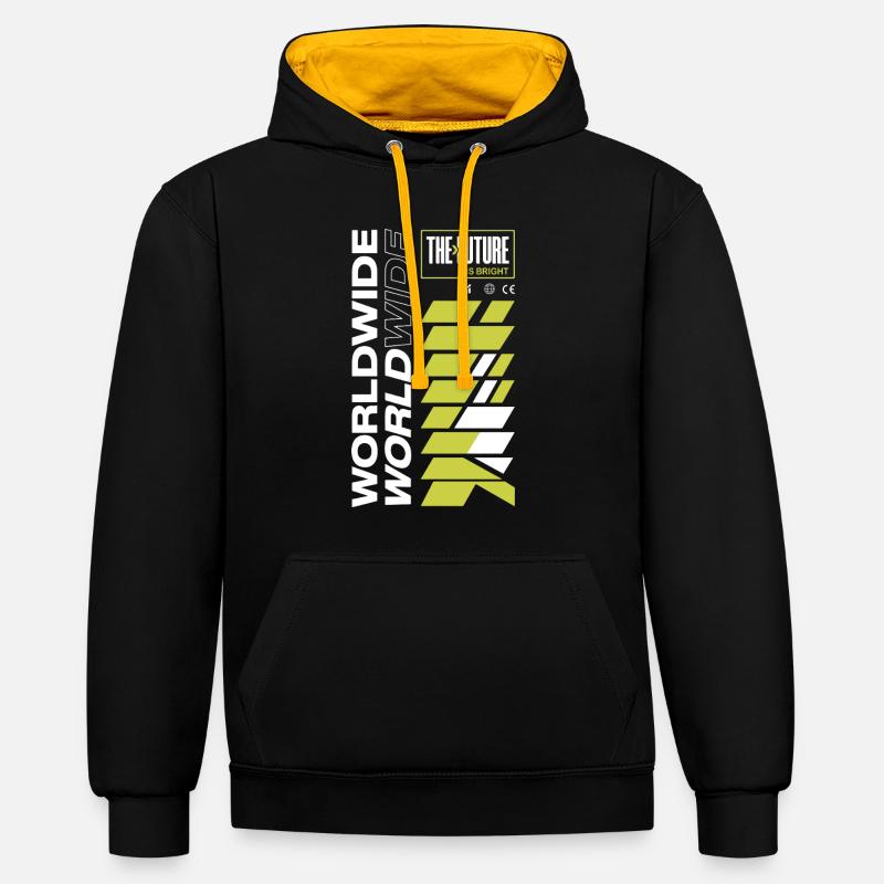 Zukunft Strahlend Muster - Kontrast-Hoodie - Schwarz/Gold