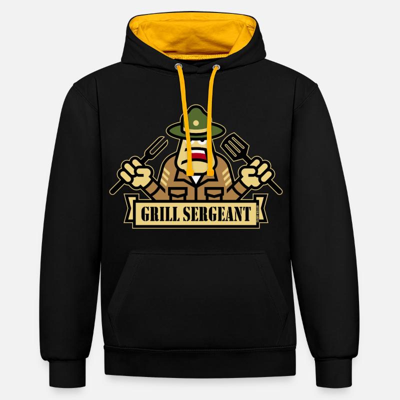 Grillsergeant (Grillning / BBQ / Grill / Utl) - Kontrastluvtröja - svart/guld