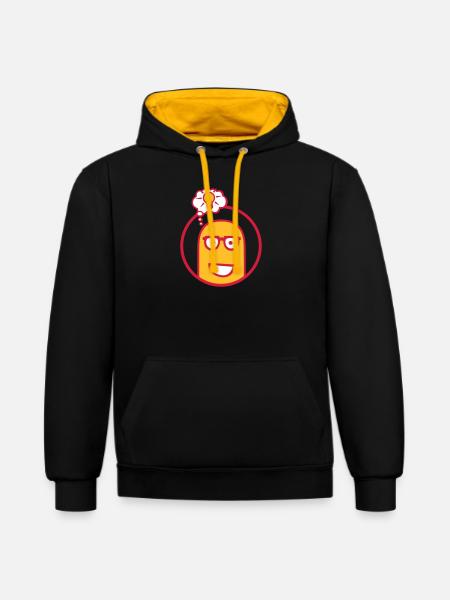 Cute Comic Character (Glasses, Circle) - Contrast hoodie - black/gold