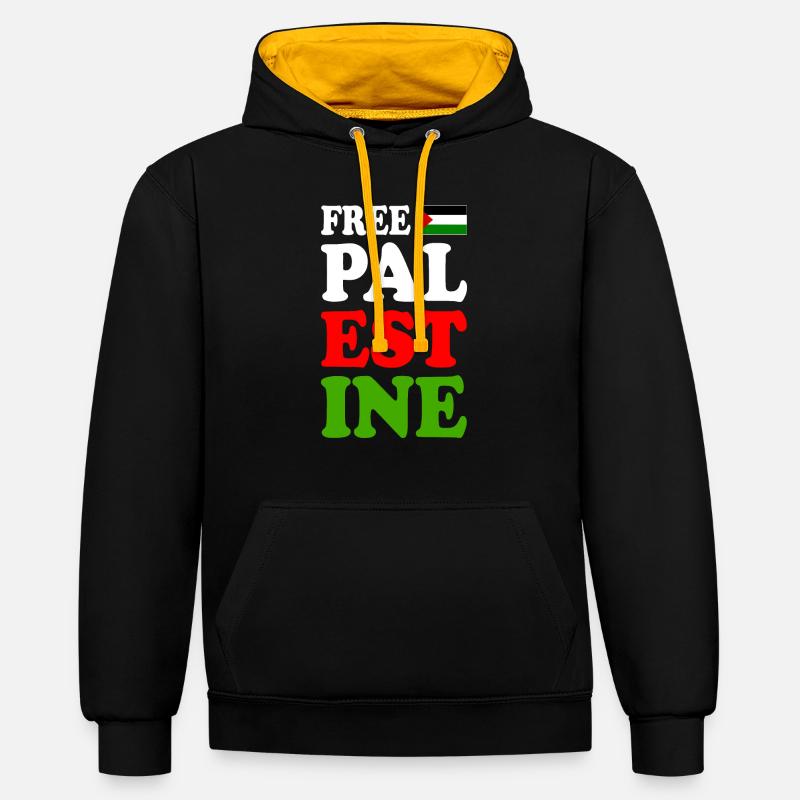 Free palestine - Sweat à capuche contrasté - noir/or