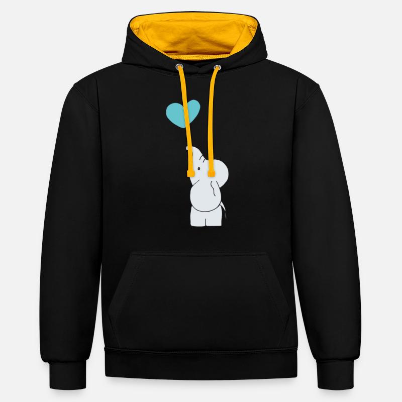 Eléphant avec ballon - Sweat à capuche contrasté - noir/or