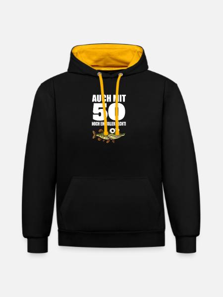 50. Geburtstag Lustig Männer Toller Hecht Geschenk - Kontrast-Hoodie - Schwarz/Gold