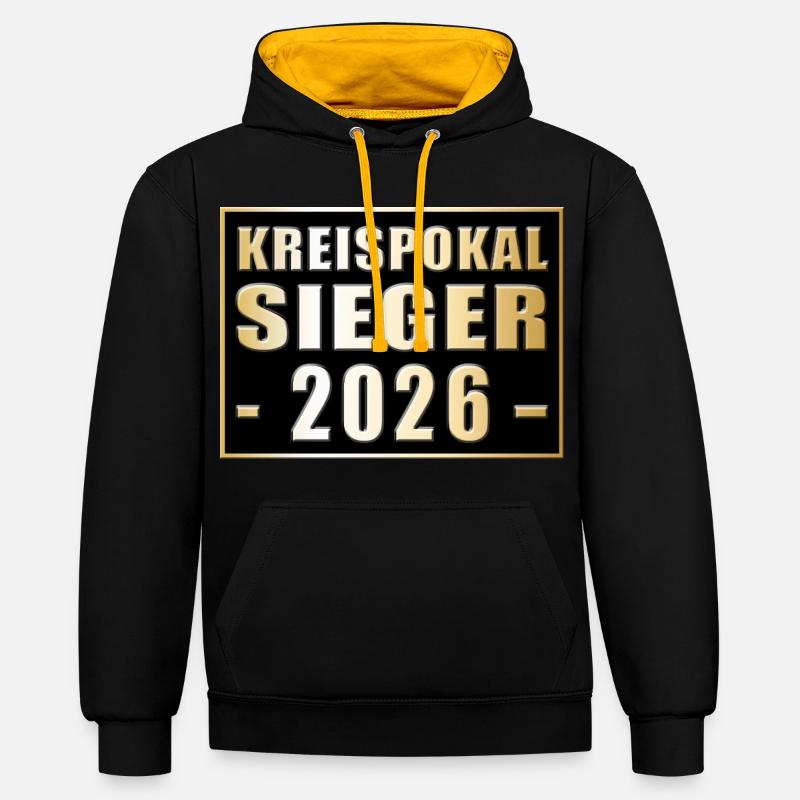 Kreispokalsieger 2026 - Kontrast-Hoodie - Schwarz/Gold