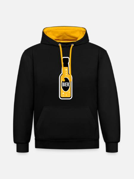 Bierflasche (Bier / Bierchen / NEG 3C) - Kontrast-Hoodie - Schwarz/Gold