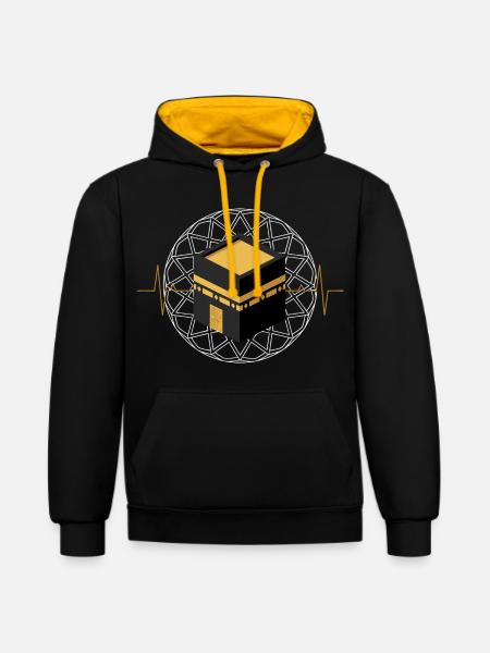 Kaaba Islam Spiritualité Pèlerinage Mecque Cadeau - Kontrast-Hoodie - Schwarz/Gold