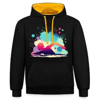 Swimmer, Swimming Woman, Swimming Instructor - Contrast hoodie - black/gold - Front - Anna (173cm) & Nico (186cm)