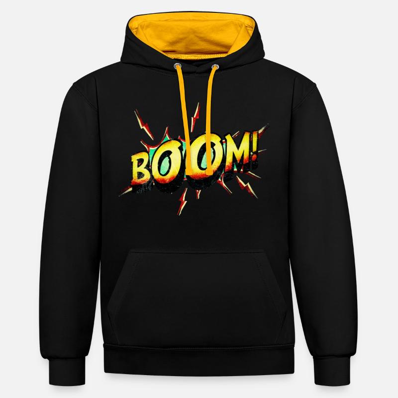 Boom comique! - Sweat à capuche contrasté - noir/or
