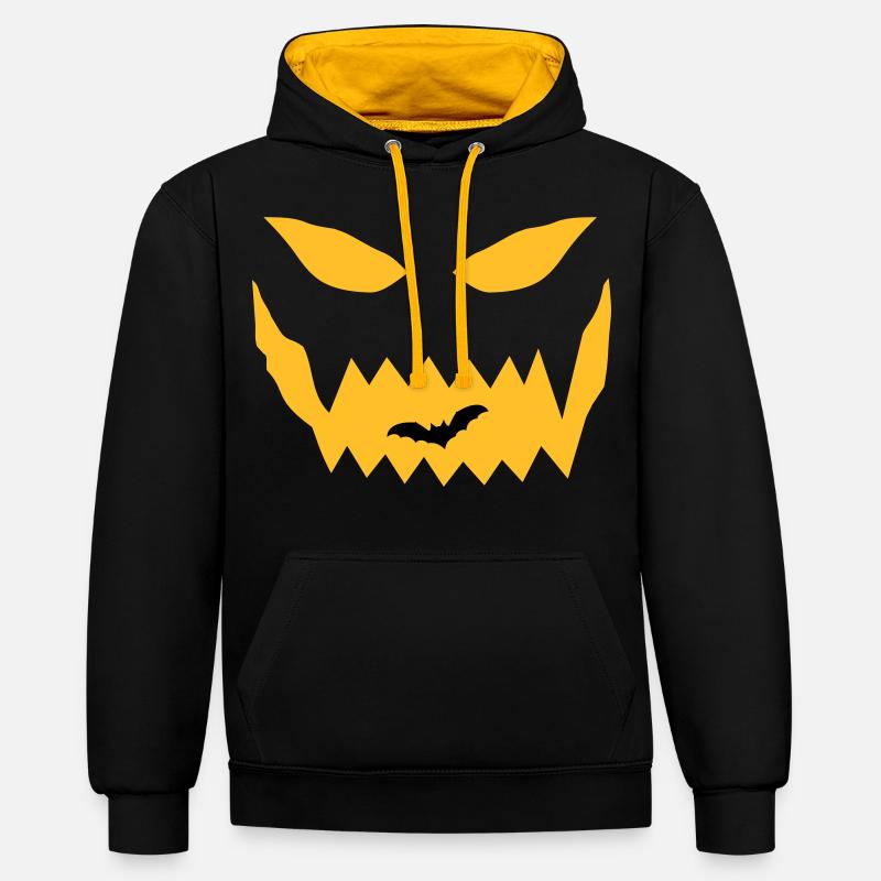 Visage d’Halloween - Sweat à capuche contrasté - noir/or