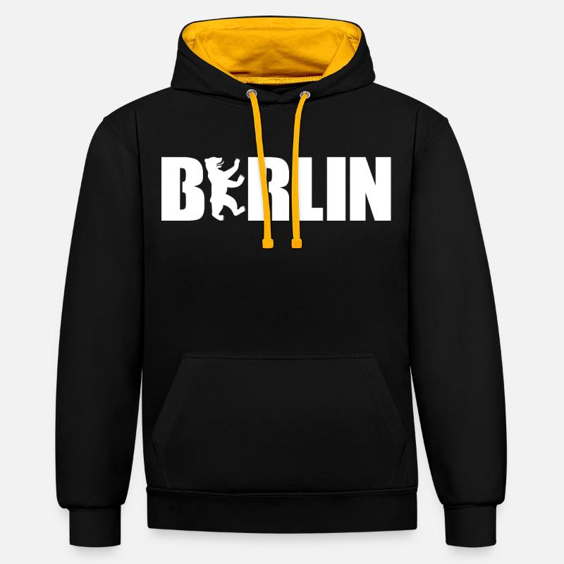 Ours de Berlin - Sweat à capuche contrasté - noir/or