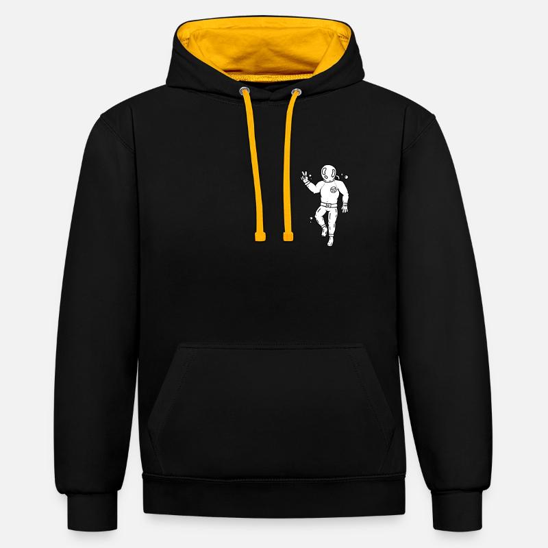 Plongeur - Sweat à capuche contrasté - noir/or