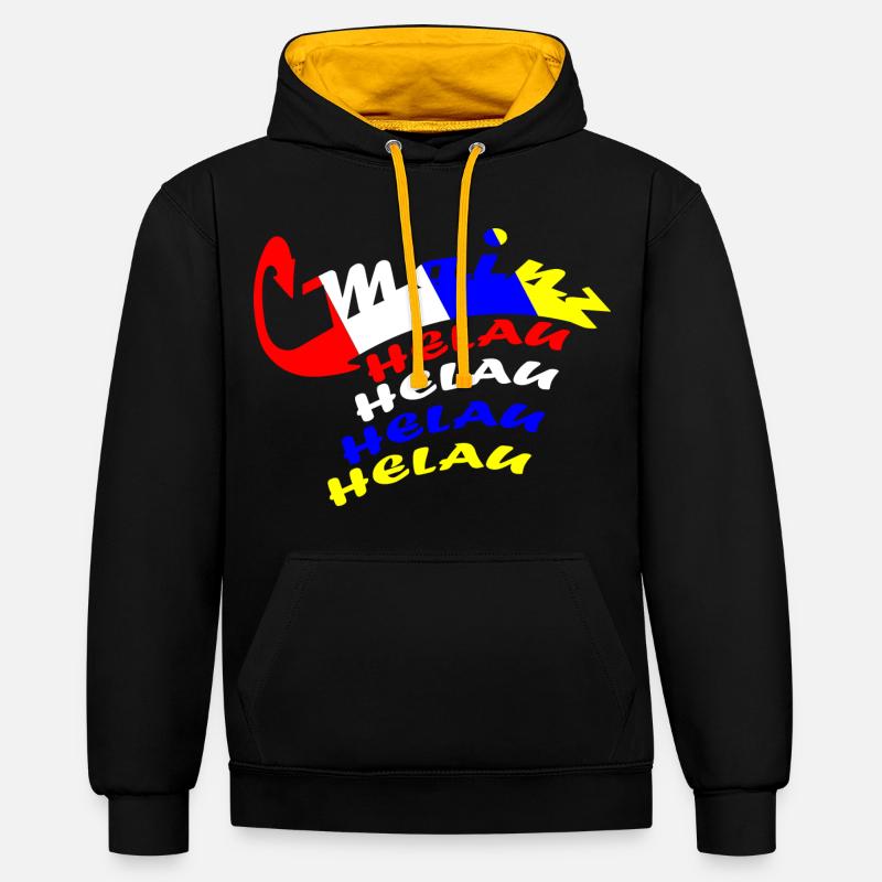 Conception du carnaval de Helau - Sweat à capuche contrasté - noir/or