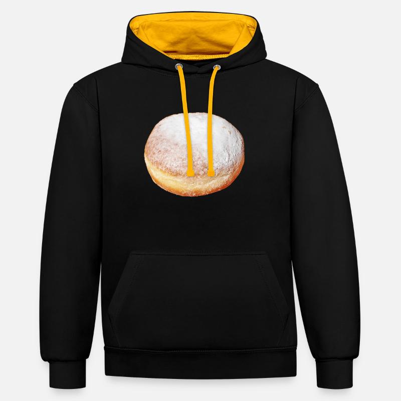 Berliner Pfannkuchen Fasching Geschnek design - Sweat à capuche contrasté - noir/or