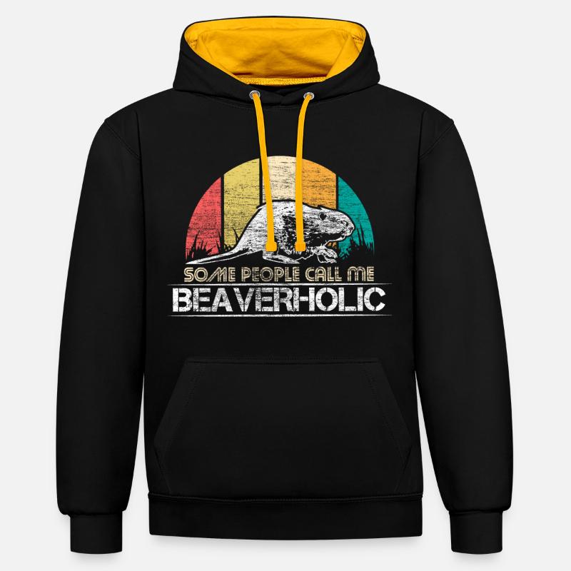Biber Geschenkidee - Kontrast-Hoodie - Schwarz/Gold