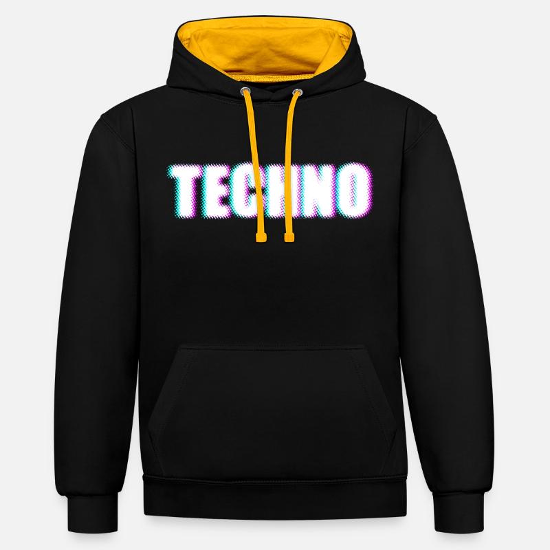 TECHNO - Kontrast-Hoodie - Schwarz/Gold